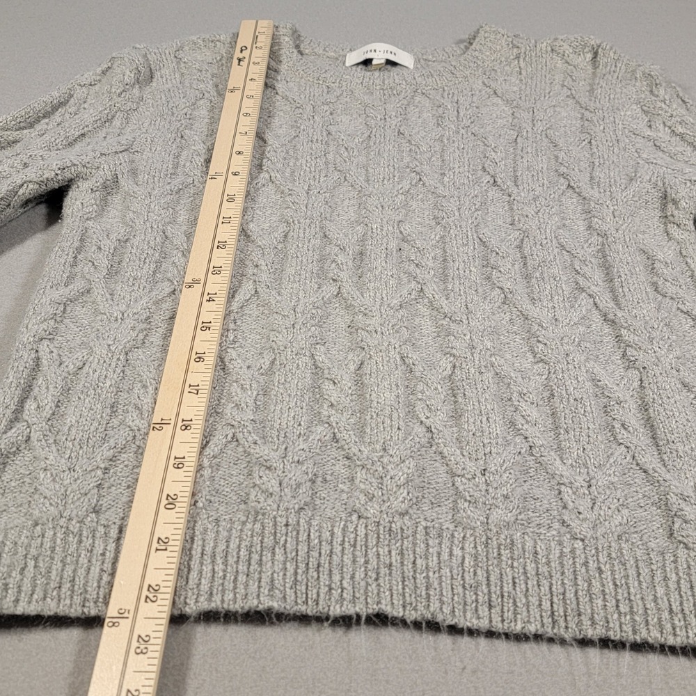 Anthropologie John + Jenn Cable Knit Sweater Women's Size Small Petite Gray - Picture 9 of 10